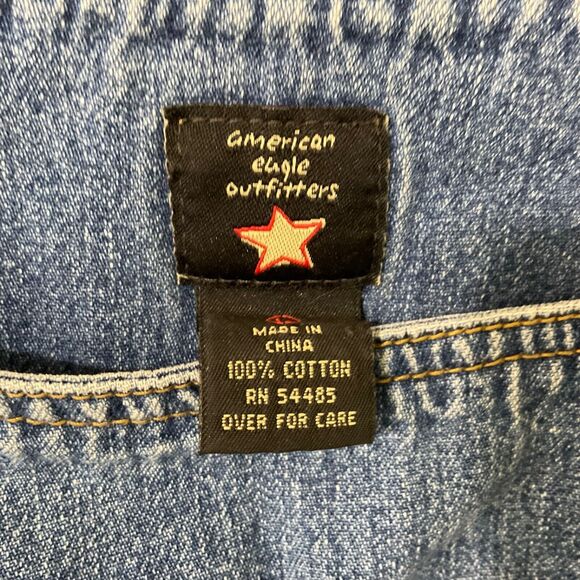 Y2K 90’s American Eagle Denim Crop Top size M Biker, Hippie, side zip - Picture 2 of 9